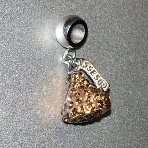 Kisses Brown Sparkling Charm Pendant - Picture 1 of 4